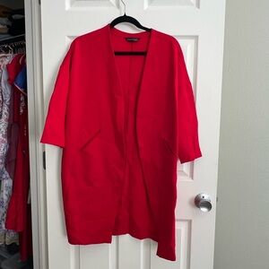 Vibrant Red Open Front Cardigan